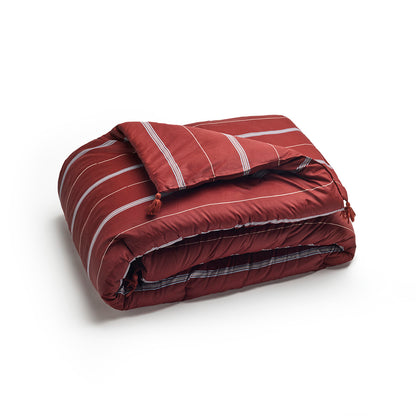 Quilt with tassels cotton satin - Lioré Burgundy - 140 x 200 cm