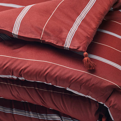 Quilt with tassels cotton satin - Lioré Burgundy - 140 x 200 cm