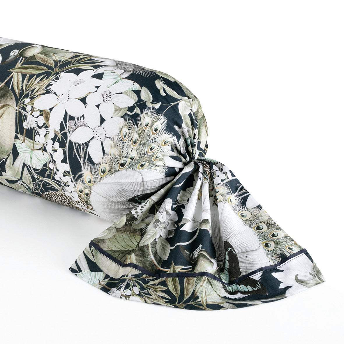 Pillowcase cotton satin - Jardin orné Dark blue 43 x 210 cm