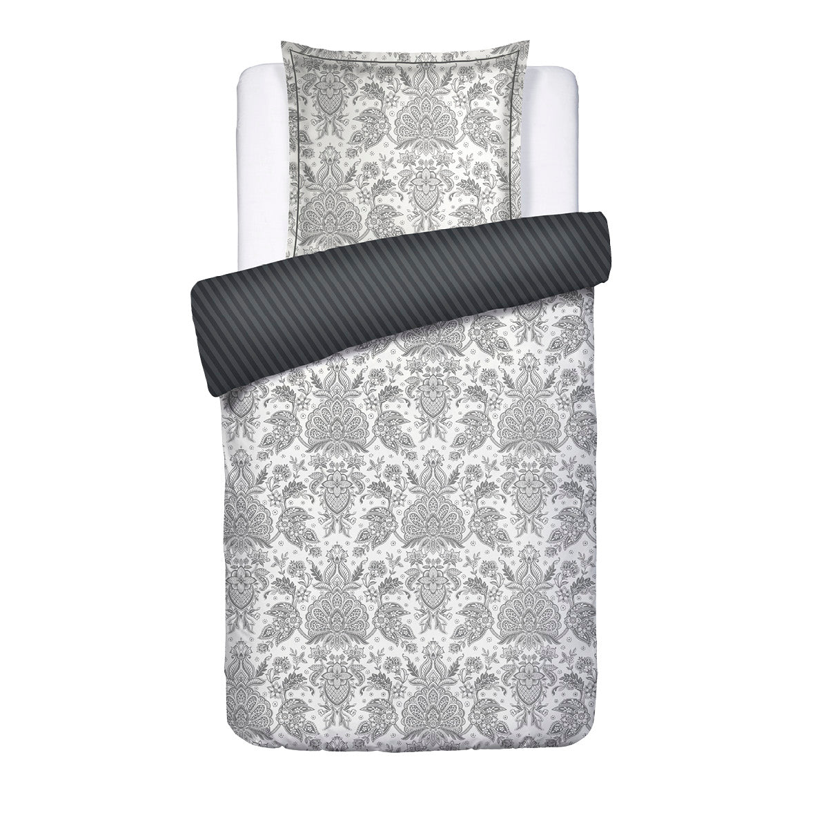 Duvet cover + pillowcase cotton satin - Fleur de prestige Beige