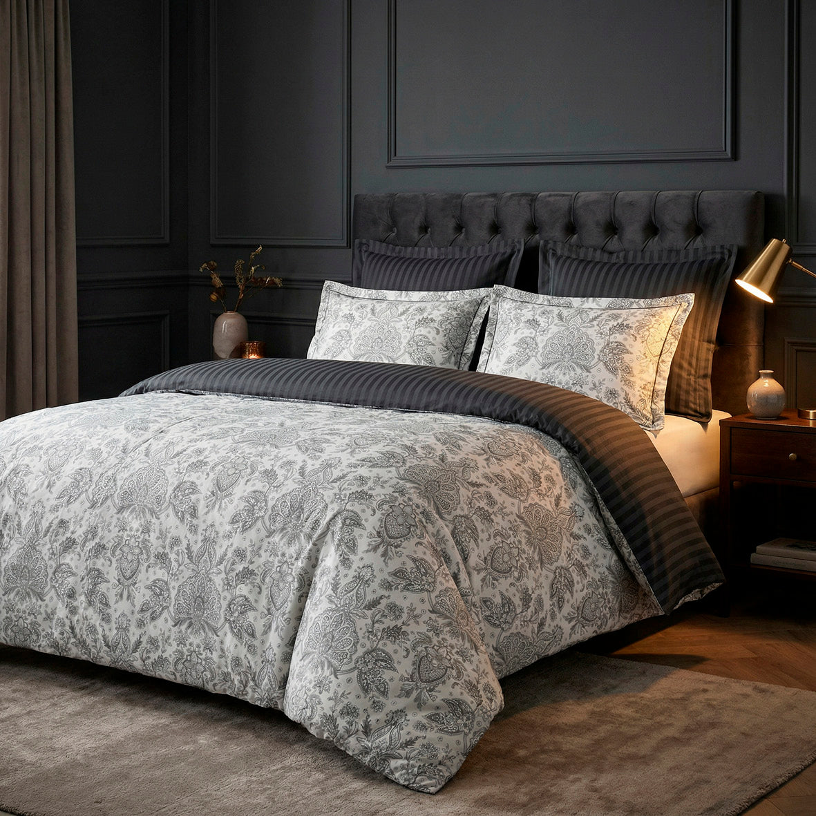 Duvet cover + pillowcase cotton satin - Fleur de prestige Beige