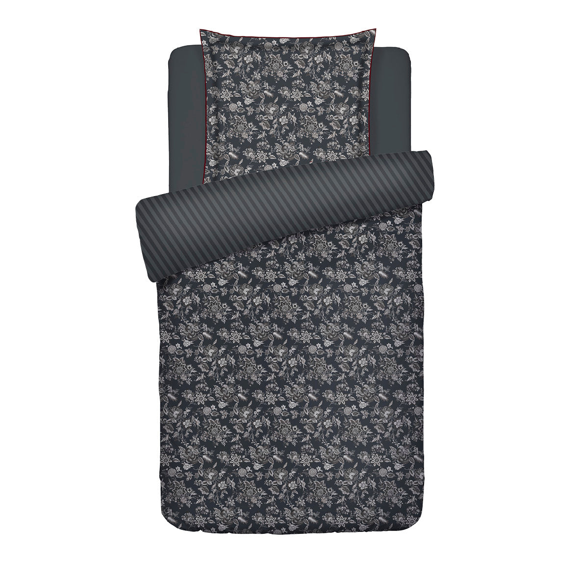 Duvet cover + pillowcase cotton satin - Toile damassée Black