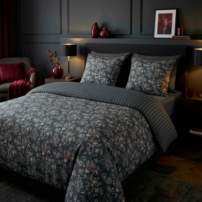 Duvet cover + pillowcase cotton satin - Toile damassée Black