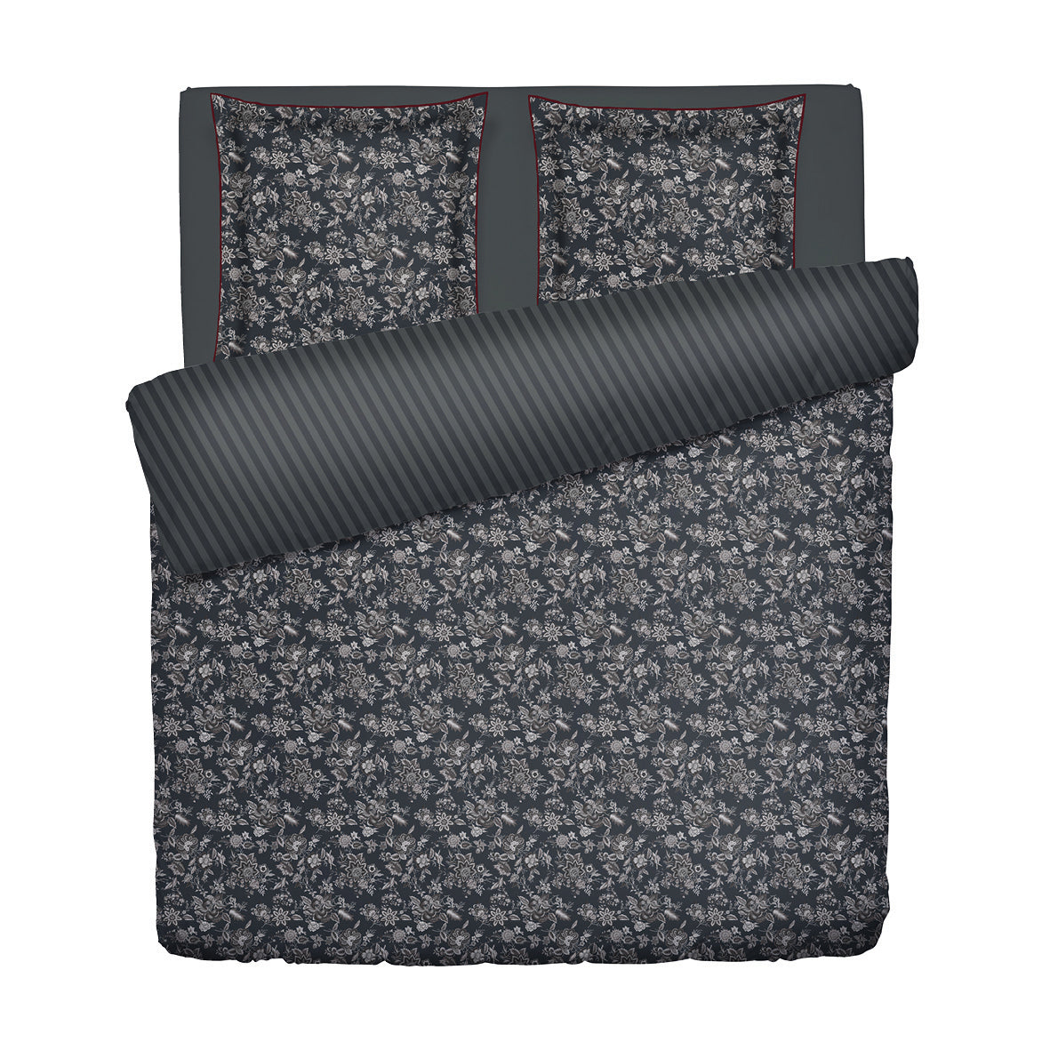 Duvet cover + pillowcase cotton satin - Toile damassée Black