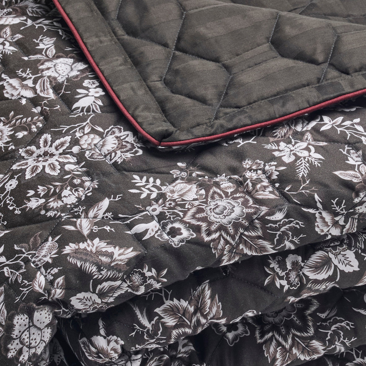 Bedspread cotton satin - Toile damassée Black - 220 x 250 cm