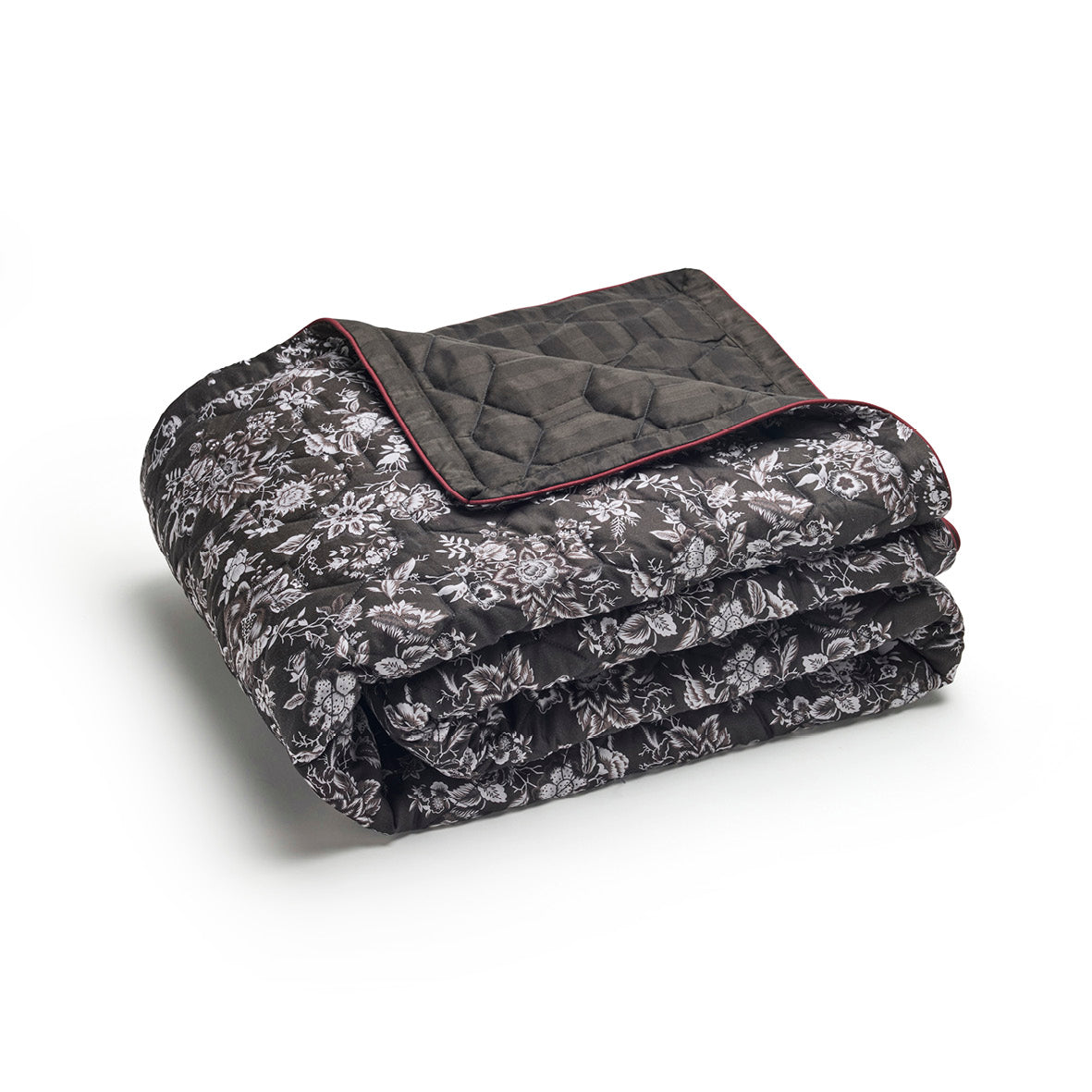 Quilt with tassels cotton satin - Toile damassée Black - 140 x 200 cm