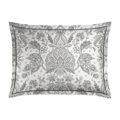 Pillowcase cotton satin - Dobby stripe woven / Fleur de prestige Black 2 x (50 x 70 cm)