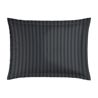 Pillowcase cotton satin - Dobby stripe woven / Fleur de prestige Black