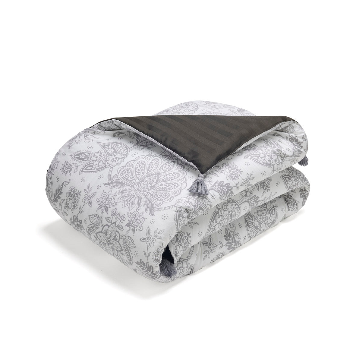 Quilt with tassels cotton satin - Fleur de prestige Beige - 140 x 200 cm