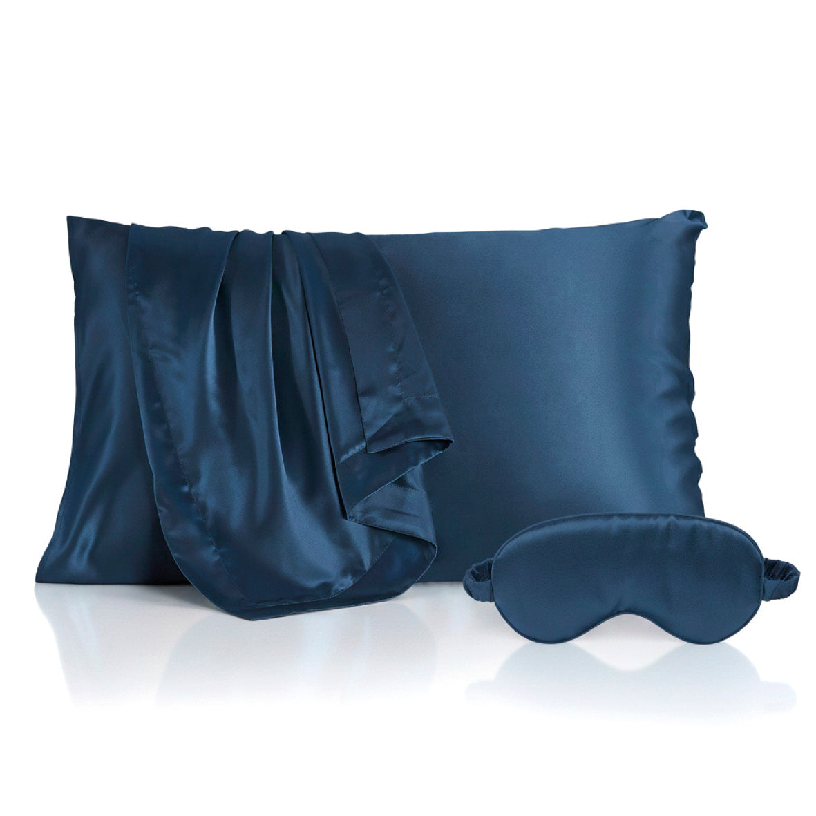 Pillowcase silk + eyemask silk - Silence de soie Navy blue 50 x 70 cm + 8,5 x 20,5 cm