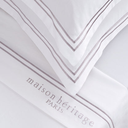 Sheet set + bedspread cotton satin - Paris / Fleurs esquissées White