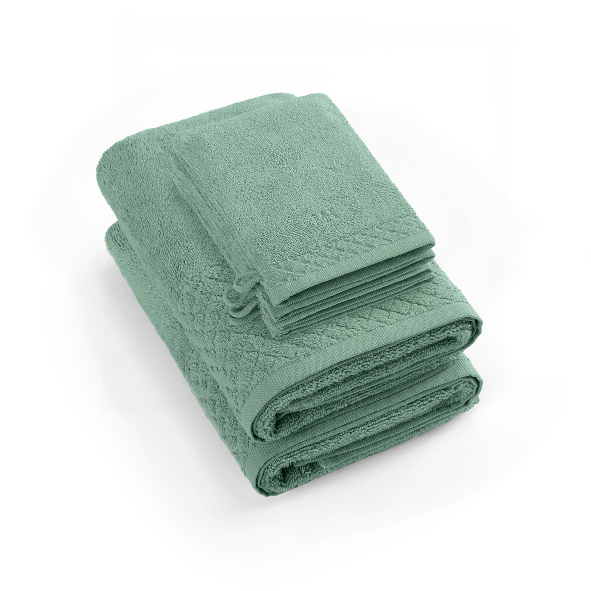 Complete bath linen set combed cotton LT - Eden - 6 pieces Bottle green