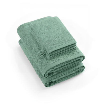 Complete bath linen set combed cotton LT - Eden - 6 pieces Bottle green