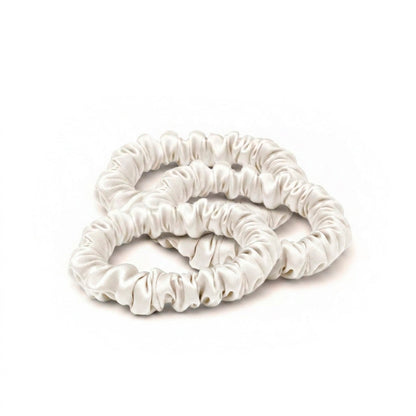 Set with 3 skinny scrunchies silk - Eliora White - D 6 cm