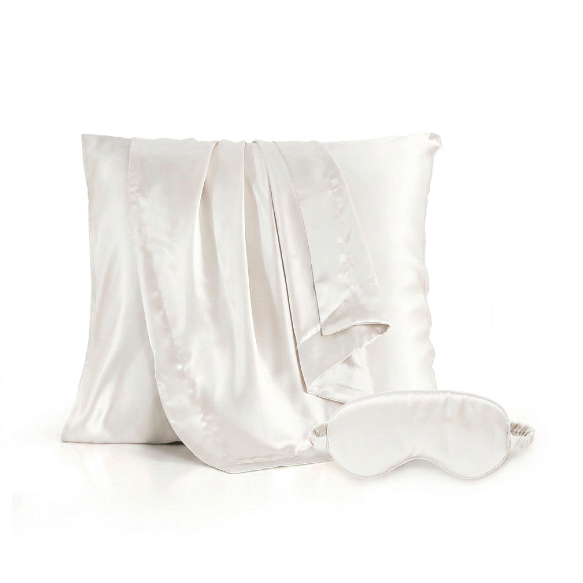 Pillowcase + eyemask silk - Silence de soie White 63 x 63 cm + 8.5 x 20.5 cm