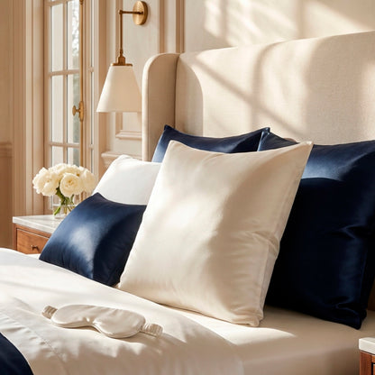 Pillowcase + eyemask silk - Silence de soie White