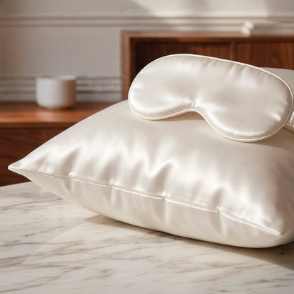 Pillowcase + eyemask silk - Silence de soie White