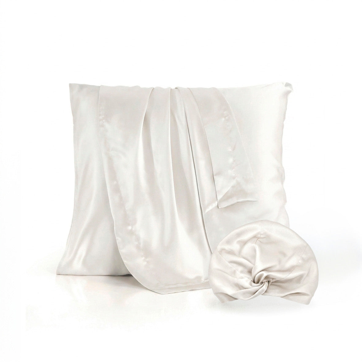 Pillowcase + nightcap silk - Silence de soie White