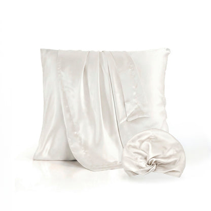 Pillowcase + nightcap silk - Silence de soie White