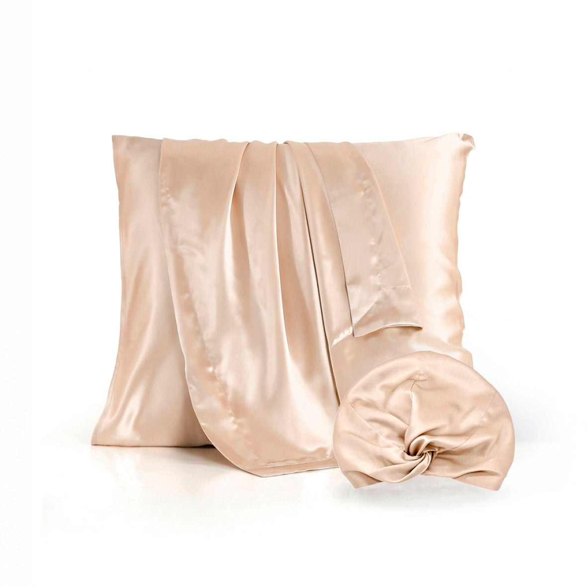 Pillowcase + nightcap silk - Silence de soie Beige 63 x 63 cm + 20 x 30 cm
