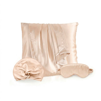 Pillowcase + eyemask + nightcap silk - Silence de soie Beige
