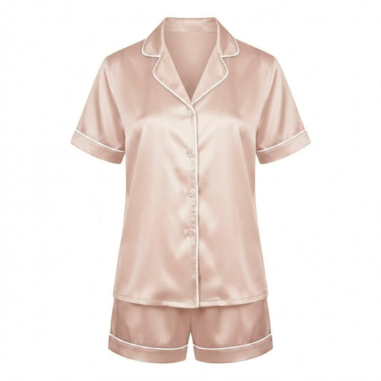 Short pajamas set silk - Aurélia Beige