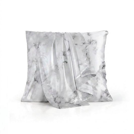 Pillowcase silk - Silence de soie Grey marble 63 x 63 cm