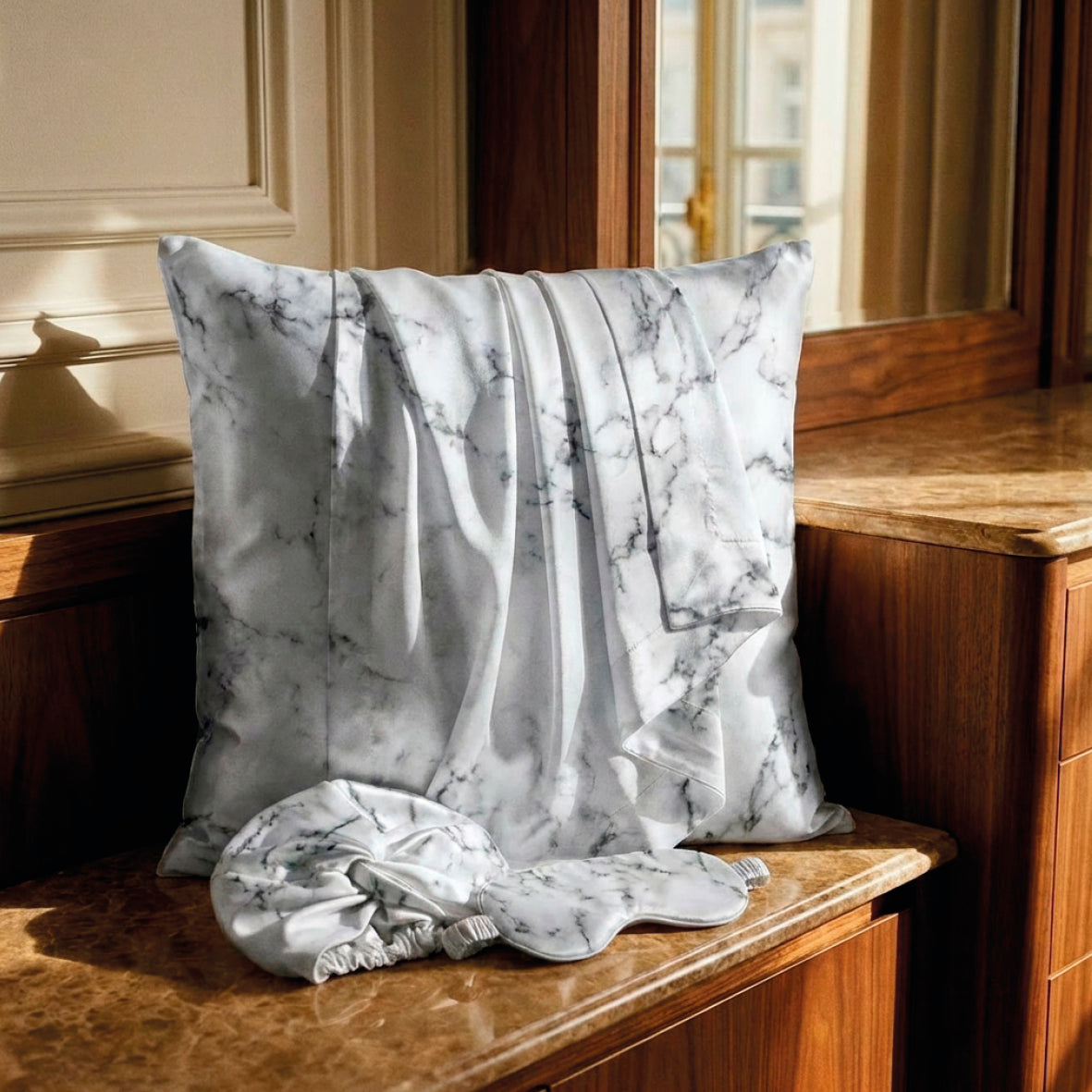 Pillowcase silk - Silence de soie Grey marble