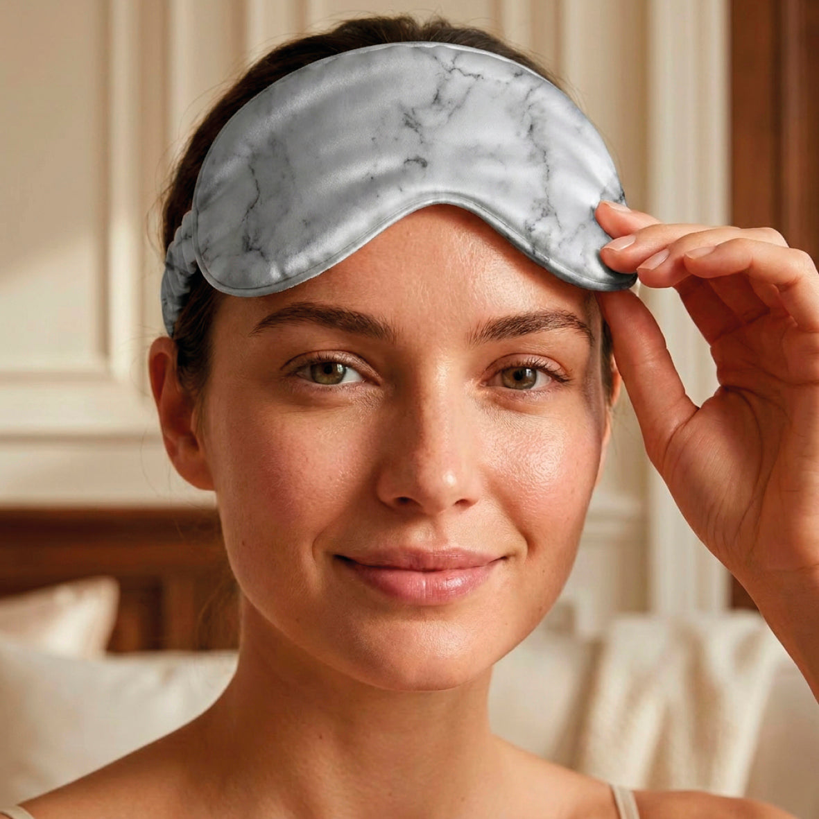 Eyemask silk - Aïleen Grey marble - 8.5 x 20.5 cm