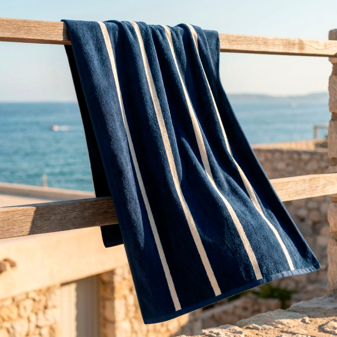 Beach towel cotton velvet - Verticalis Dark blue - 90 x 180 cm