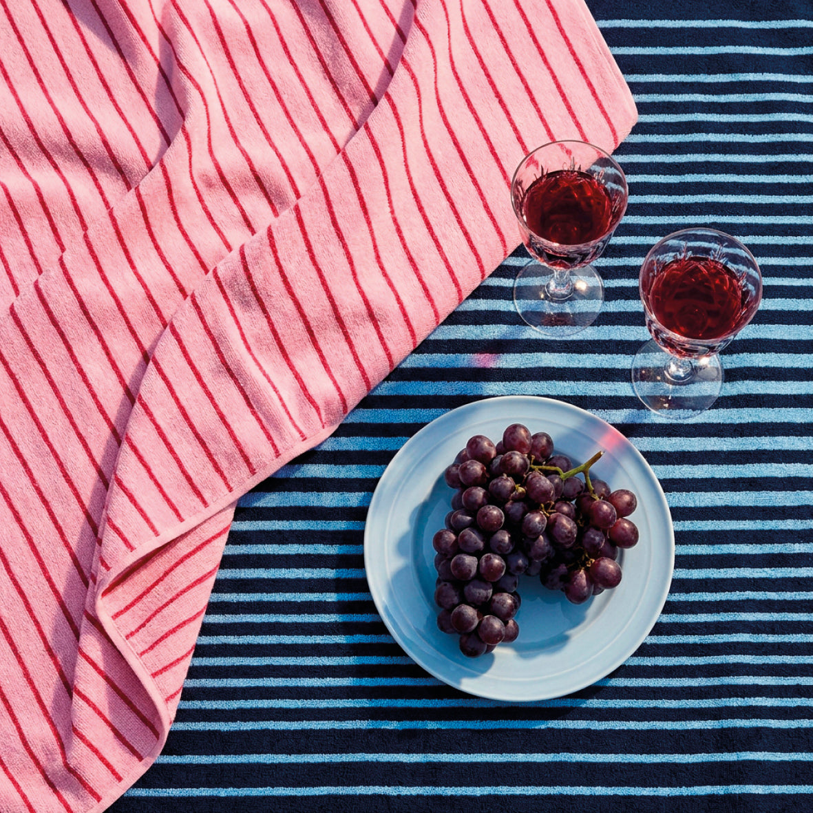 Beach towel cotton velvet - Andres Pink / Burgundy - 90 x 180 cm