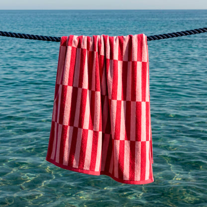 Beach towel cotton velvet - Silly Pink / Burgundy - 90 x 180 cm