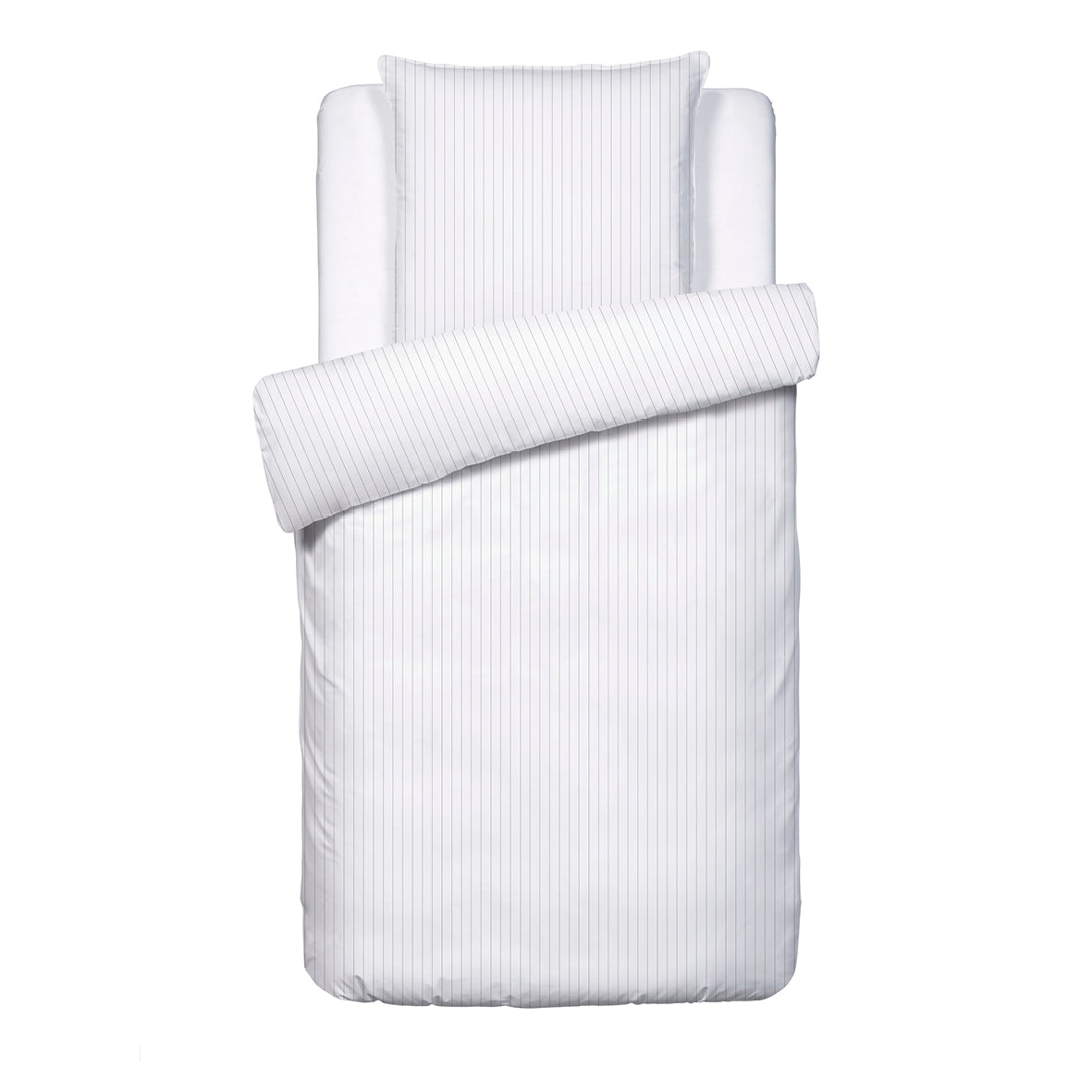 Duvet cover + pillowcase cotton satin - Rayures élégantes White 140 x 200 cm + 63 x 63 cm