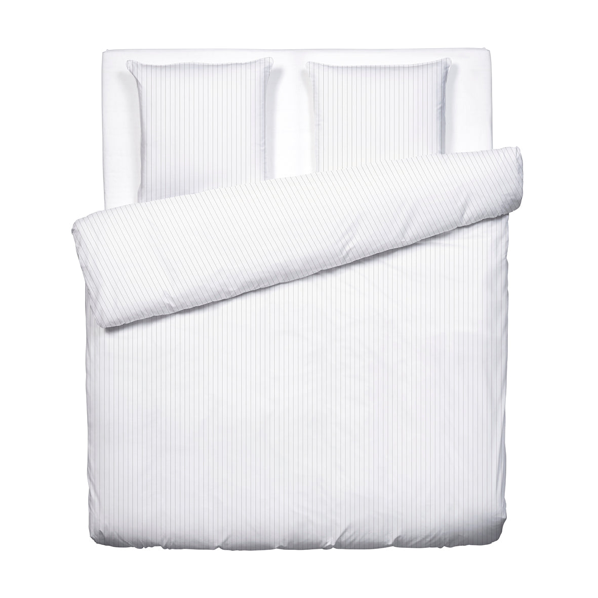 Duvet cover + pillowcase cotton satin - Rayures élégantes White