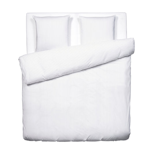 Duvet cover + pillowcase cotton satin - Rayures élégantes White