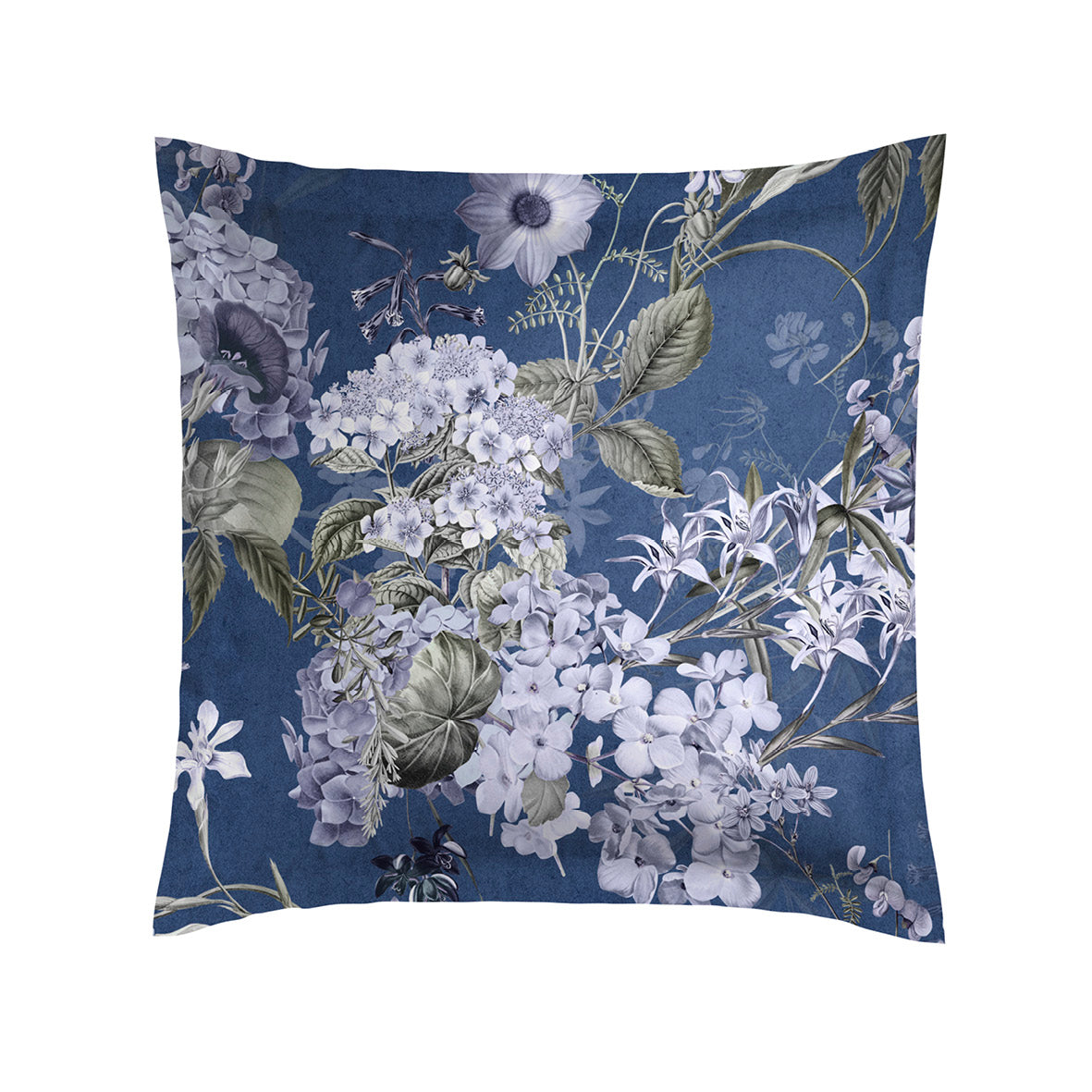 Pillowcase cotton satin - Hortensia Mirage Blue