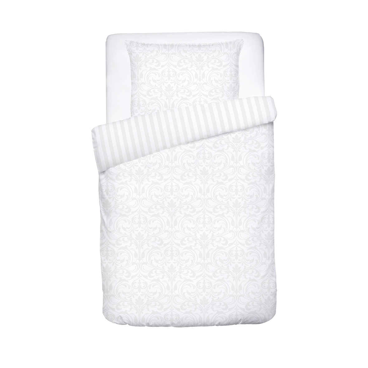 Duvet cover + pillowcase baby satin cotton Jacquard woven - Baroque White