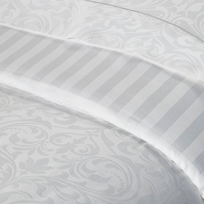Duvet cover + pillowcase baby satin cotton Jacquard woven - Baroque White