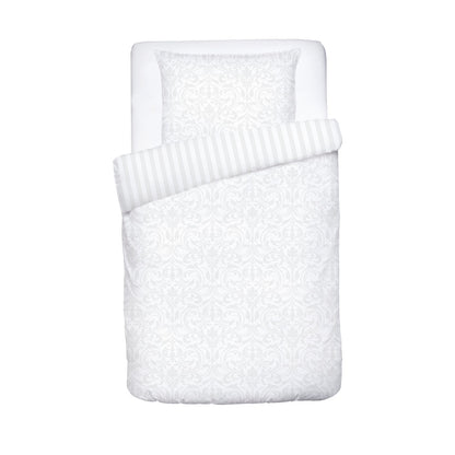 Duvet cover + pillowcase baby satin cotton Jacquard woven - Baroque White
