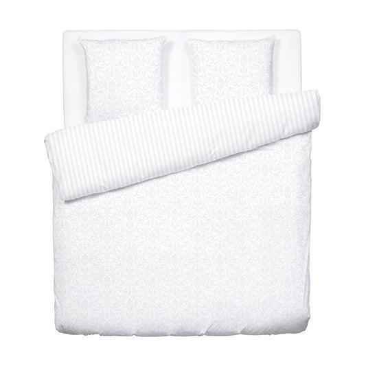 Duvet cover + pillowcase(s) cotton satin - Jacquard woven - Baroque White