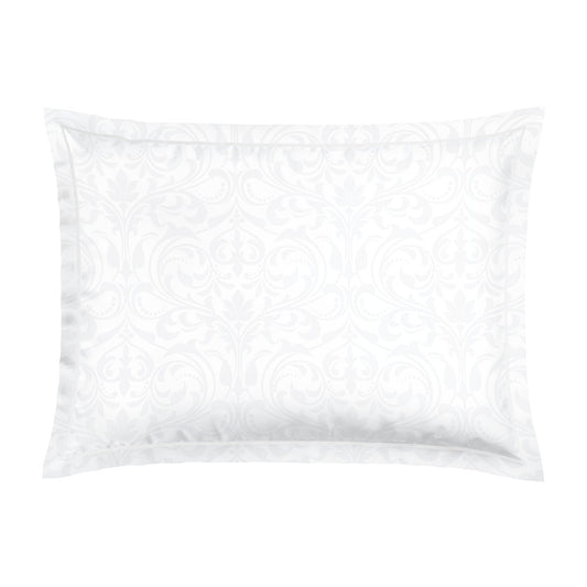 Taie(s) d'oreiller satin de coton - Jacquard tissé - Baroque blanc