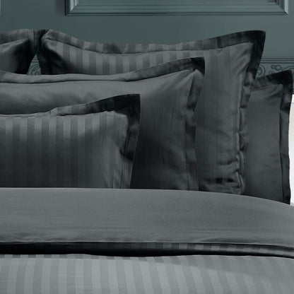 Jacquard woven cotton satin pillowcase(s) - Black