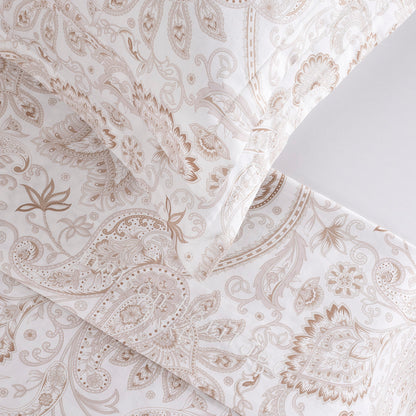 Sheet set : fitted sheet, flat sheet, pillowcase(s) in satin cotton - Indienne Taupe