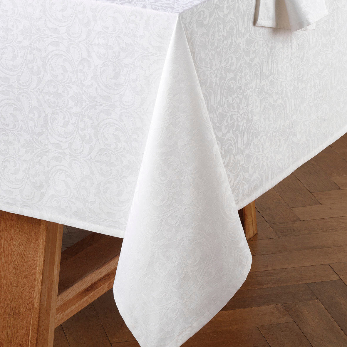Tablecloth Jacquard woven - Baroque White
