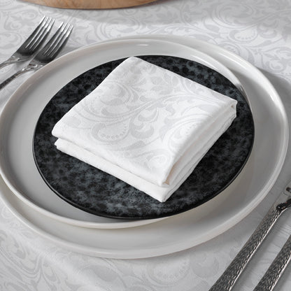 Set of 4 napkins Jacquard woven Baroque White - 50 x 50 cm