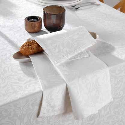 Set of 4 napkins Jacquard woven Baroque White - 50 x 50 cm