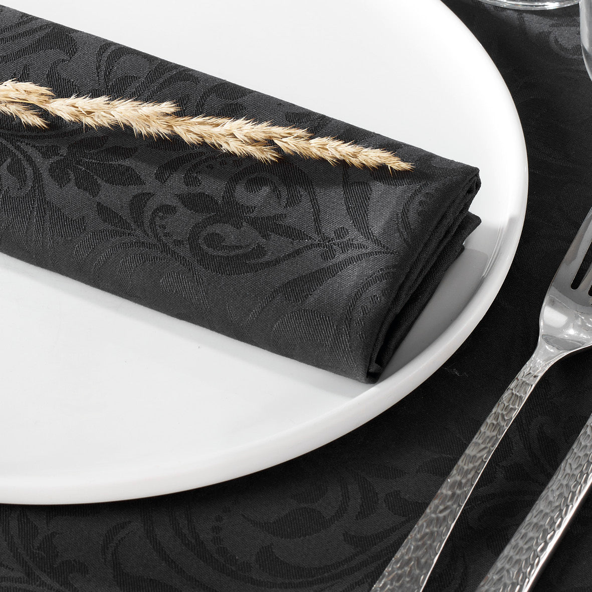 Set of 4 napkins Jacquard woven Baroque Black - 50 x 50 cm