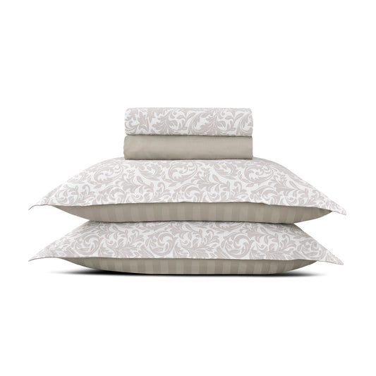 Sheet set : fitted sheet, flat sheet, pillowcase(s) in satin cotton - Esprit Damas Taupe
