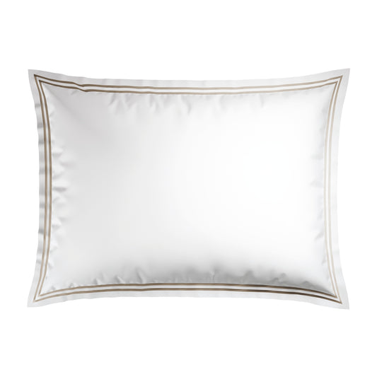 Pillowcase(s) cotton satin - Paris White / Taupe