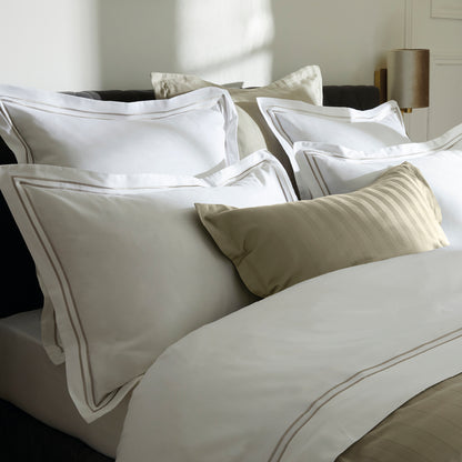 Pillowcase(s) cotton satin - Paris White / Taupe